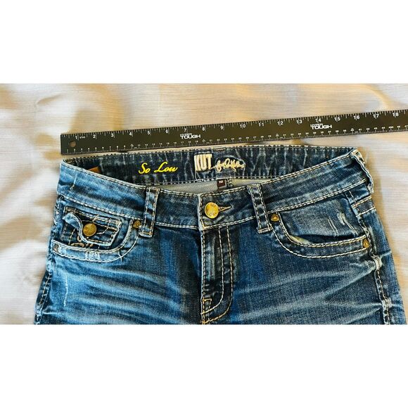 KUT from the Cloth So Low Rise Distressed Denim Jeans 10 Wide Leg - Picture 8 of 12